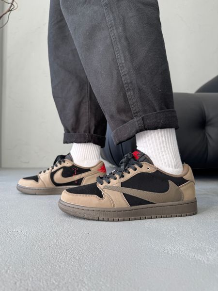 Nike Air Jordan 1 Low x Travis Scott Brown/Black nik-0676-1277114 фото
