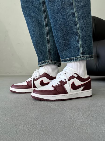 Nike Jordan 1 Retro Low White/Bordo nik-0551-988299 фото